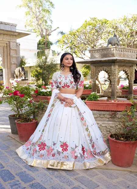 LNB1413 Georgette Sequins And Thread Embroidery Work Lehenga With Blouse Dupatta Wholesale Suppliers In Mumbai
